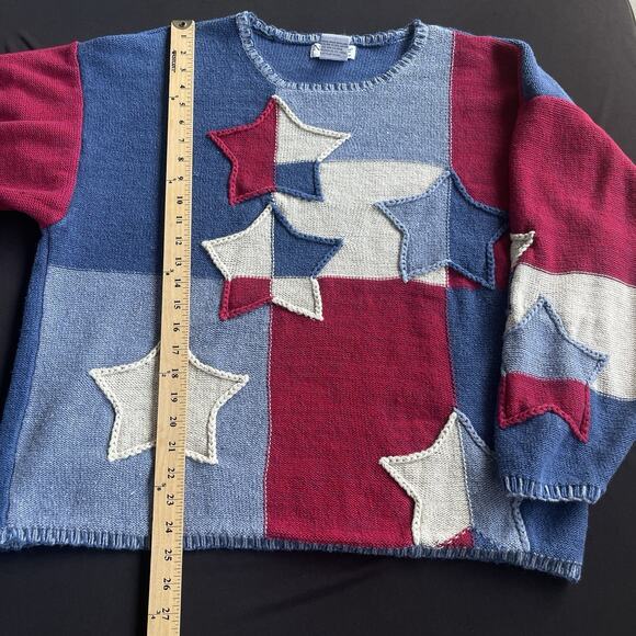 Vintage NorthStyle Womens Star Sweater Plus Size 1X Patriotic July 4th Americana - Picture 8 of 9